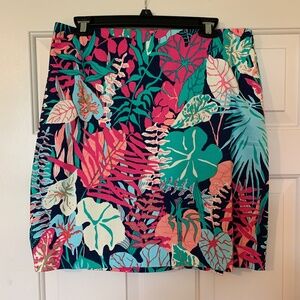 Size 10 Talbots tropical print side zip skirt